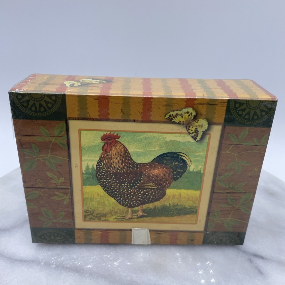 NEW Deborah Michel Folk Art Rooster Blank Notecards Keepsake Box Set of 20 Farm